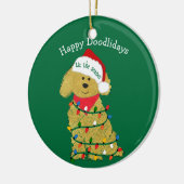 Personalisierte Weihnachtsbeleuchtung Goldendoodle Keramik Ornament (Links)