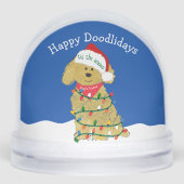 Personalisierte Weihnachtsbeleuchtung Goldendoodle Schneekugeln (Vorderseite)