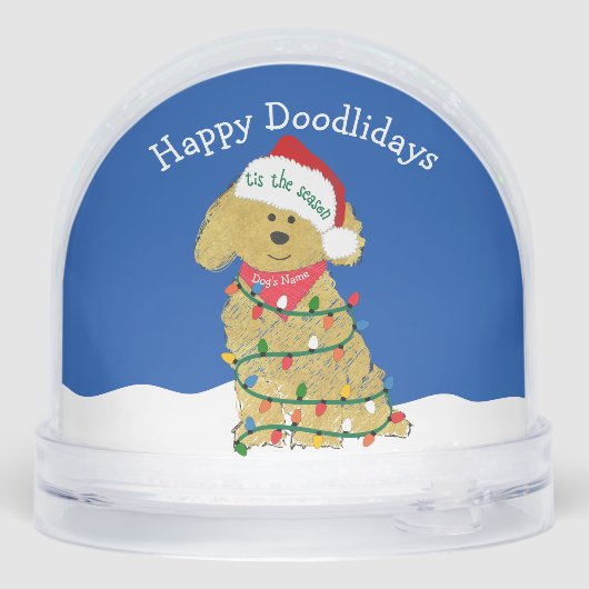 Personalisierte Weihnachtsbeleuchtung Goldendoodle Schneekugeln (Rückseite)
