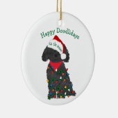 Personalisierte Weihnachtsbeleuchtung Labradoodle Keramik Ornament (Rechts)
