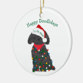 Personalisierte Weihnachtsbeleuchtung Labradoodle Keramik Ornament (Links)