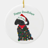 Personalisierte Weihnachtsbeleuchtung Labradoodle Keramik Ornament (Hinten)