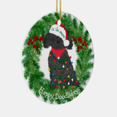 Personalisierte Weihnachtsbeleuchtung Labradoodle Keramikornament (Rechts)