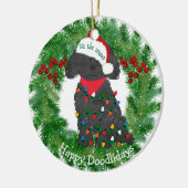 Personalisierte Weihnachtsbeleuchtung Labradoodle Keramikornament (Links)