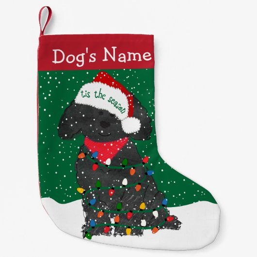 Personalisierte Weihnachtsbeleuchtung Labradoodle Kleiner Weihnachtsstrumpf (Vorderseite)