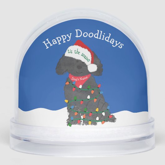 Personalisierte Weihnachtsbeleuchtung Labradoodle Schneekugeln (Vorderseite)