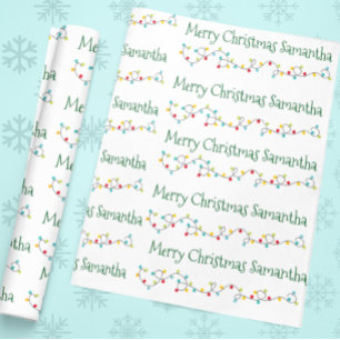 Personalisierte Weihnachtsbeleuchtung Name Benutze Geschenkpapier