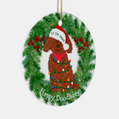 Personalisierte Weihnachtsbeleuchtung Roter Golden Keramik Ornament (Rechts)