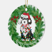Personalisierte Weihnachtsbeleuchtung Sheepadoodle Keramik Ornament (Links)