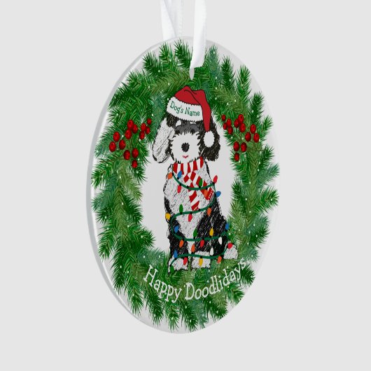 Personalisierte Weihnachtsbeleuchtung Sheepadoodle Ornament (Vorderseite)