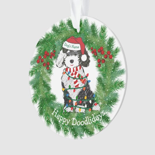 Personalisierte Weihnachtsbeleuchtung Sheepadoodle Ornament (Vorderseite)