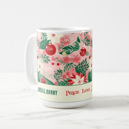 Personalisierte Weihnachtsblumen Kaffeetasse (Vorderseite Links)