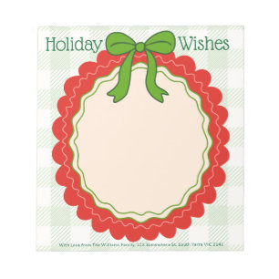 Personalisierte Weihnachtsbotschaft Ribbon & Frill Notizblock