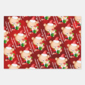 Personalisierte Weihnachtsbotschaft Teddybär Geschenkpapier Set (Vorderseite)