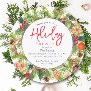 Personalisierte Weihnachtsbrunch-Wasserfarben-Kran Einladung