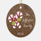 Personalisierte Weihnachtscreme Cane Keramik Ornament (Links)