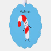 Personalisierte Weihnachtscreme Cane Ornament Karte (Links)