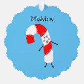 Personalisierte Weihnachtscreme Cane Ornament Karte (Vorderseite)