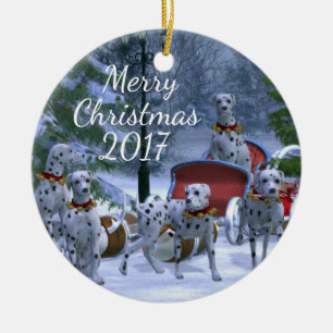 Personalisierte WeihnachtsDalmatiner Keramikornament