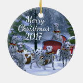 Personalisierte WeihnachtsDalmatiner Keramikornament (Hinten)