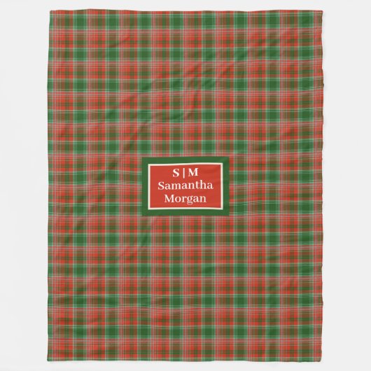 Personalisierte Weihnachtsdecke im Monogramm-Stil Fleecedecke (Vorderseite)