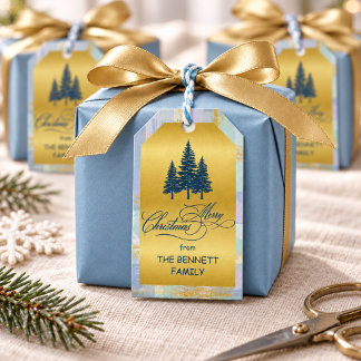 Personalisierte Weihnachtsdekoration Blaue Tanne & Geschenkanhänger