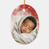 Personalisierte Weihnachtsdekoration in Rot und We Keramik Ornament (Vorne)