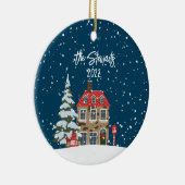 Personalisierte Weihnachtsdörfchen-Ornament Keramik Ornament (Rechts)