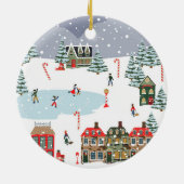 Personalisierte Weihnachtsdörfchen-Ornament Keramik Ornament (Hinten)