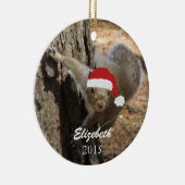 Personalisierte Weihnachtseichhörnchen-Verzierung Keramik Ornament (Rechts)