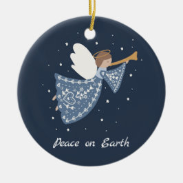 Personalisierte Weihnachtsfamilie Angel Weltfriede Keramik Ornament