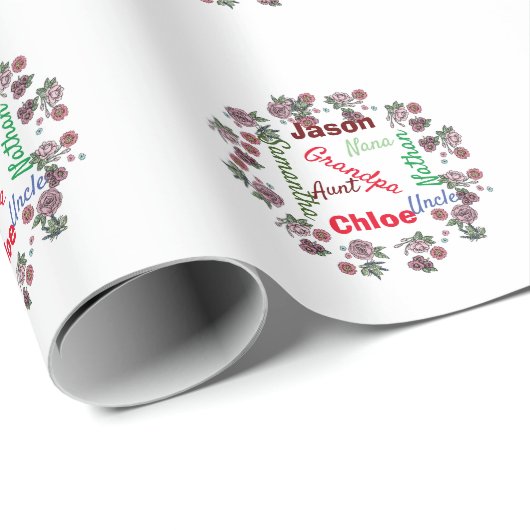 Personalisierte Weihnachtsfamilie Geschenkpapier (Rolleneckpunkt)