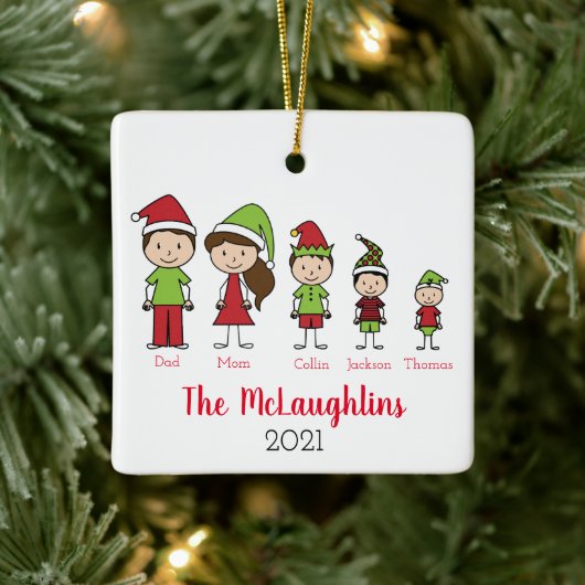 Personalisierte Weihnachtsfamilie Keramikornament (Baum)