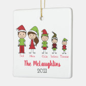 Personalisierte Weihnachtsfamilie Keramikornament (Links)