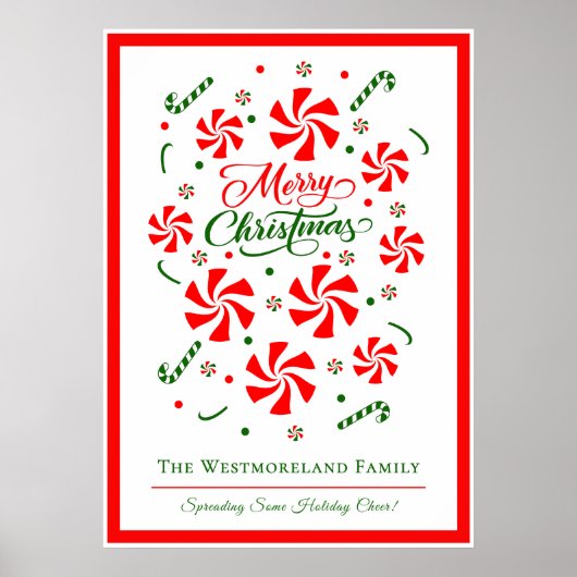 Personalisierte Weihnachtsfamilie Peppermint Candy Poster (Vorne)