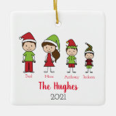 Personalisierte Weihnachtsfamilie von 4 Keramikornament (Vorderseite)