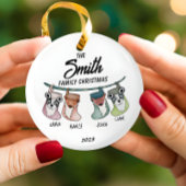 Personalisierte Weihnachtsfamilien-Strümpfe Keramik Ornament