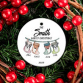 Personalisierte Weihnachtsfamilien-Strümpfe Keramik Ornament