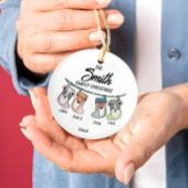Personalisierte Weihnachtsfamilien-Strümpfe Keramik Ornament