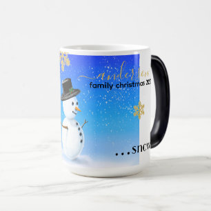 Personalisierte Weihnachtsfamilien-Tasse mit Schne Verwandlungstasse