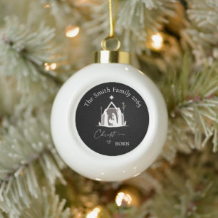 Personalisierte Weihnachtsfamilienname & Jahr Weih Keramik Kugel-Ornament