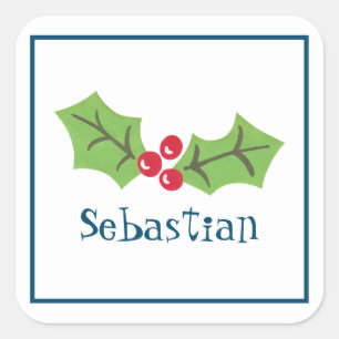 Personalisierte Weihnachtsfeier & Berries Platz Quadratischer Aufkleber