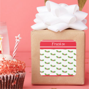 Personalisierte Weihnachtsfeier & Berries Square S Quadratischer Aufkleber