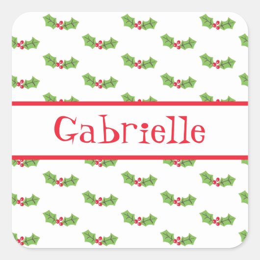 Personalisierte Weihnachtsfeier & Berries Square S Quadratischer Aufkleber (Vorderseite)