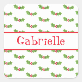 Personalisierte Weihnachtsfeier & Berries Square S Quadratischer Aufkleber