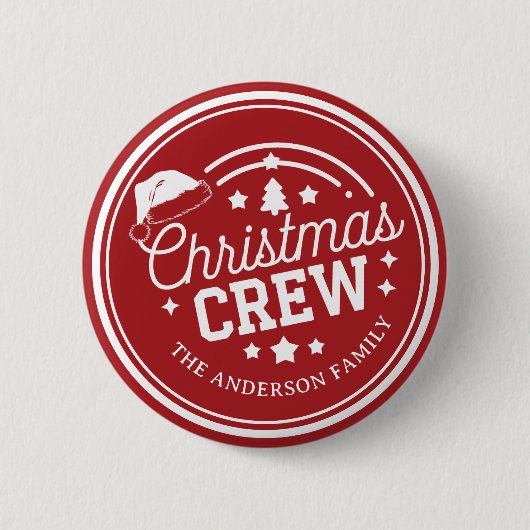 Personalisierte Weihnachtsfeier Crew rot Button (Vorderseite)