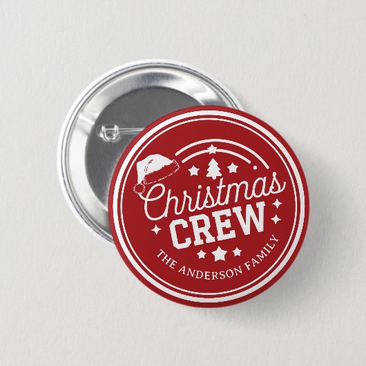 Personalisierte Weihnachtsfeier Crew rot Button (Vorne & Hinten)