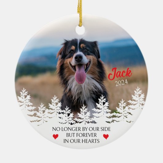 Personalisierte Weihnachtsfeier für Hunde Keramik Ornament (Hinten)