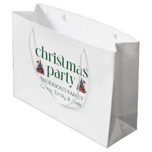 Personalisierte Weihnachtsfeier Grüner Retro-Schri Große Geschenktüte