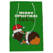 Personalisierte Weihnachtsfeier Guinea Pig Mittlere Geschenktüte (Vorderseite)